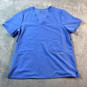 FIGS Scrub Top‎ Blue XL Medical Healthcare Workwear V Neck Hospital Utility